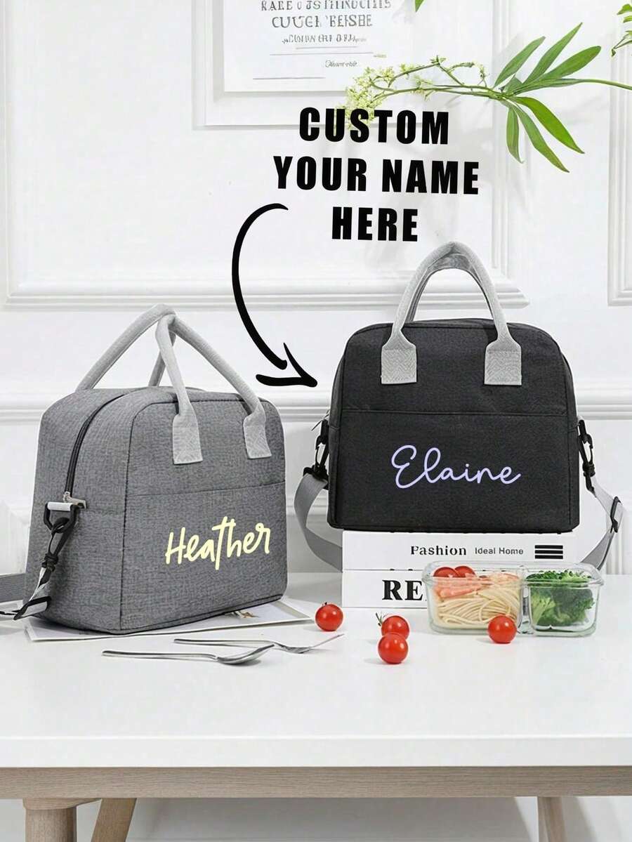 1pc Customizable Personalized Lunch Bag, Large Capacity Lightweight Insulated Lunch Cooler Bag, Multi-Functional Storage Bag, Suitable For Travel, Commuting, Work, School, Gift For Students, Parents, Coworkers, Friends, Couples - Multicolor - View 1