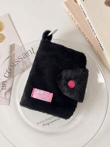 1pc Minimalist Solid Color Velvet Coin Purse, Student ID/Card, Meal Card, Portable Storage Bag, Dual-Fold Earphone, Data Cable Organizer - Multicolor - View 15