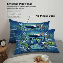 3 Piecestrendy Bedding Set, Street Graffiti Cartoon 67 Print: 1 Duvet Cover + 2 Pillowcases (No Filling), 100% Polyester, Soft, Zip, Washable, Home/Travel/Dorm - Multicolor - View 9