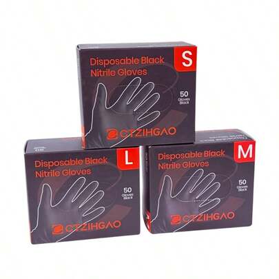 50pcs Black Nitrile Gloves, Non-Slip, Wear-Resistant, Waterproof And Durable, Suitable For Household Cleaning, Bathroom Cleaning, Hair Salons, Ideal For Tattoo Artists, Hairstylists, Beauticians And Industrial Workers