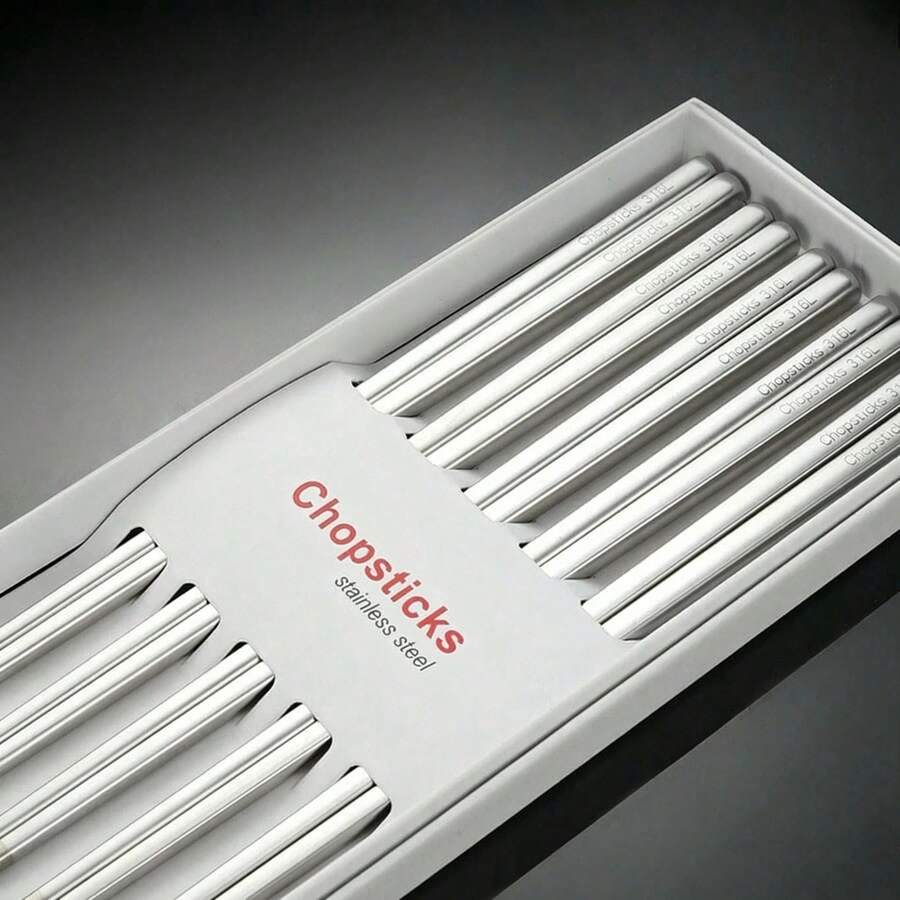 5双装316L不锈钢哑光筷子，高端防霉餐具礼盒套装