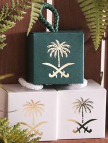 1/5/10 Caja de regalo exclusiva para el Día Nacional de Arabia Saudita, caja de caramelos con estampado en caliente para las vacaciones de Medio Oriente en Arabia Saudita, caja con diseño de palmera en stock - Multicolor - Ver 1