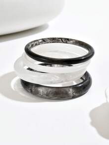 4pcs/Set Vintage Style Women Acrylic Resin Bracelet Set (Random Color & Pattern) - Multicolor - View 33