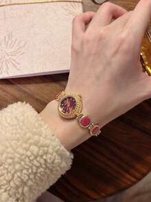 1件新款优雅休闲女士手表，复古金色，欧美中东风格 - 金色 - 查看 7