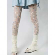 1 Pair Women's Cute Blue & White Star Print Tights, Y2K Dopamine Contrast Color Stockings, Lolita JK Style Leggings, Suitable For Parties, Lolita Gatherings, Street Snaps, Everyday Cute Outfits - 彩色 - 查看 5