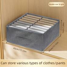 1pc Deep Grey Fabric Wardrobe Drawer Storage Box, Clothing & Pants Organizer Bin, Suitable For Storing And Organizing Underwear, Pants, Ties, Layered Drawer Organizer - Dark Grey - View 15