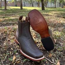 Men High-Top Leather Riding Boots - Chocolate Brown - View 4