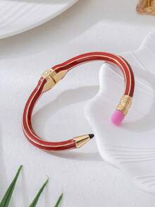 1pc Colorful Short Pencil Bangle Bracelet, Springy Open Cuff, Sweet Retro Style, Gift For Teachers, Sisters, Parties - Bracelet - View 6