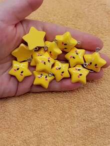 Cute Star Charms, Yellow Resin Pendant For DIY Jewelry Making, Necklace Bracelet Keychain Craft Supplies, No Mosaic Material, Cute Theme - Multicolor - View 1