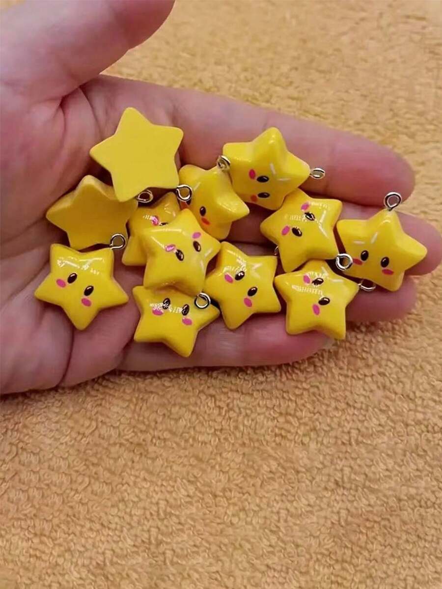 Cute Star Charms, Yellow Resin Pendant For DIY Jewelry Making, Necklace Bracelet Keychain Craft Supplies, No Mosaic Material, Cute Theme - Multicolor - View 1