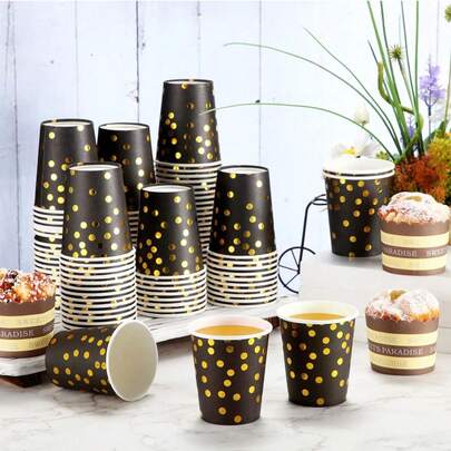 20/40pcs Macaron Black Dot Baking Cups, Beverage Cups, Party Cups, Large Capacity Thick Anti-Oil Heat-Resistant Cake Paper Cups, Suitable For Home Party, Wedding, Dessert Bar, Graduation, Reunion And Other Gatherings, Stylish
