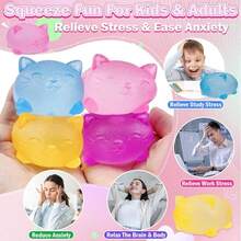 1/2/4个装麦芽糖酷猫 - 感官挤压玩具 - 解压玩具，礼盒填充物，生日礼物，课堂奖励宝箱玩具，圣诞袜填充物，男孩女孩礼物，可爱儿童派对小礼物 - 随机颜色 - 彩色 - 查看 6