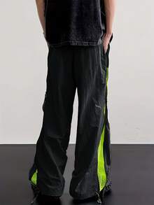 Men's Street Style Jogger Pants - With Side Stripes, Pockets And Drawstring Waist, Contrast Color Casual Sweatpants - Green - View 2
