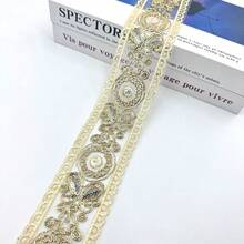 10码亮丽蕾丝花边饰带 - 华丽亮片刺绣，蕾丝滚边，适用于DIY工艺品、服装和家居装饰配件 - 完美增添优雅和精致感 - A - 查看 10