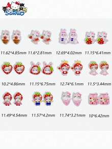 SANRIO Beaded Decorative Accessories Jewelry Making Kit With Box, Resin Decorations, Mixed Cartoon Strawberry Pattern, Suitable For DIY Phone Case Decoration - Resin Charms - View 7