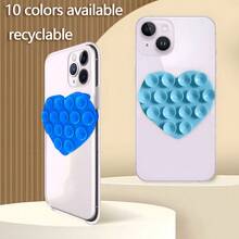 1pc Creative Double-Sided Heart Shaped Strong Silicone Suction Cup Phone Case, Adjustable Non-Slip Portable Silicone Suction Cup Phone Holder, Compatible With Android Phones, Birthday Gift Phone Accessory - Multicolor - View 4