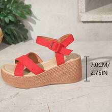 Sandalias rojas minimalistas y cómodas con suela gruesa y plataforma impermeable de 7 cm, esenciales para el verano y los viajes - Rojo - Ver 14
