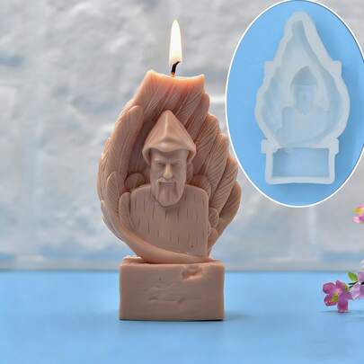 1pc Feather Old Man Candle Silicone Mold, Resin Candle Making Mold - Home Decor DIY Mold - Candle Mold, Soap Mold, Clay Mold DIY - Perfect Gift, Holiday/Birthday Gift/Home Decor Dedicated Mold, No Candle Included