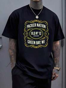 Camiseta de moda de nueva temporada de primavera y verano para la calle 100% Algodón - Green Bay  S-XXXL Camiseta del equipo de fútbol Green Bay , Camiseta con estampado gráfico de los Green Bay , Camiseta deportiva de ocio para hombres y mujeres, Camiseta con diseño único de los Green Bay Football, Unisex para adultos, Regalo para fans. - Negro 7 - Ver 21