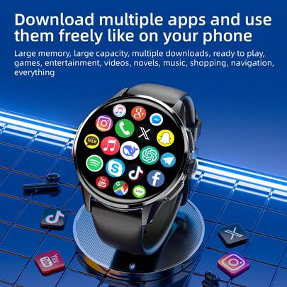LOKMAT APPLLP 3 Smartwatch, pantalla AMOLED de 1.6" con resolución de 480*480, compatible con tarjeta SIM 2G/3G/4G/5G, llamadas independientes, WiFi, reproducción de música, juegos, doble cámara, monitoreo de frecuencia cardíaca, oxígeno en sangre y respiración, adecuado para estudiantes, adolescentes y adultos, compatible con teléfonos Android, compatible con descarga de aplicaciones de terceros