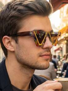 独具一格的Y2K赛博朋克风格倒三角太阳镜，男女皆宜，经久耐用，是音乐节、派对和街头服饰的必备单品。这款太阳镜采用扎染工艺，V形设计时尚大胆，撞色设计，适合音乐节、派对和街头穿着。 - 彩色 - 查看 5