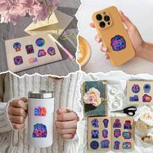 50pcs KPOP Girl Group Neon Lights Stickers, DIY Graffiti Personalized Cross-Border Creative Car Stickers, Suitable As Birthday Gift, Party Gift, Easter Gift - Multicolor - View 9