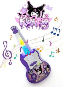 SANRIO 1pc Realistic Dynamic Music Guitar Toy Instrument, 4-String Electric Guitar Toy With Light & Sound Effects, Suitable For Children's Early Education, Plastic Material, Simulated Rock Music Instrument Toy - Multicolor - View 2