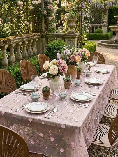 1 قطعة مفرش طاولة من الدانتيل شبه شفاف مطرز بالزهور والجاكار، بطراز ريفي أمريكي عتيق، مناسب للأعياد والتجمعات والأعراس وأعياد الميلاد وديكور المنزل، لجميع المواسم