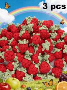 3/5/10/20/30 件手工钩针红色草莓饰品 | 红色和绿色针织羊毛吊坠，适用于钥匙扣、手机配件和 DIY 工艺品 - 完美的生日礼物装饰、包袋饰物、俏皮设计、织物纹理、钩针配饰，非常适合感恩节 - 紅色 - 查看 17