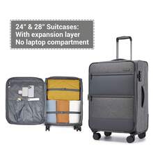 Luggage Suitcase Set 20 24 28 Inch 3 Piece Softshell Cabin Carry On Checked Travel Case With TSA Lock Spinner Wheels Expandable For Men Women - Grey - View 9