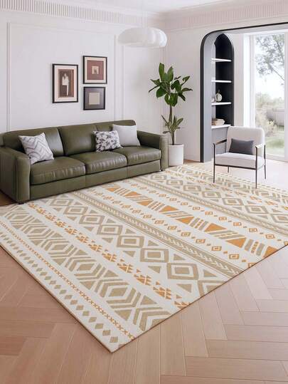 1 pezzo Tappeto di grandi dimensioni in stile bohémien, nuovo tappeto lavabile in finta lana con fondo, tappeto per soggiorno, tappeto per divano, tappeto per camera da letto, tappetino antiscivolo per comodino, tappeto per pavimento della stanza, tappeto per sala da pranzo e cucina, cuscinetto per sedia da ufficio, zerbino per ingresso, coperta da picnic all'aperto, tappetino da campeggio