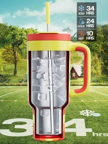 Powcan 40盎司迷彩运动图案不锈钢双把手吸管保温杯，真空保温旅行咖啡杯，防漏洗碗机适用，户外运动节日礼品 - 彩色 - 查看 3