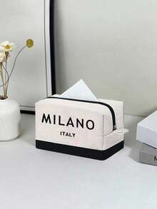 This Women's Beach Themed Handbag Set Features The Artistic "Milano Italy" Logo And Includes A Large Capacity Handbag And Two Makeup Bags. - Multicolor - View 6