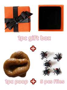 New Upgraded Prank Poop Gift Box, Includes 1 Poop, 1 Gift Box And 5 Flies, Perfect April Fool's Day Gift, Prank Gift, Novelty Gift - Orange - View 6