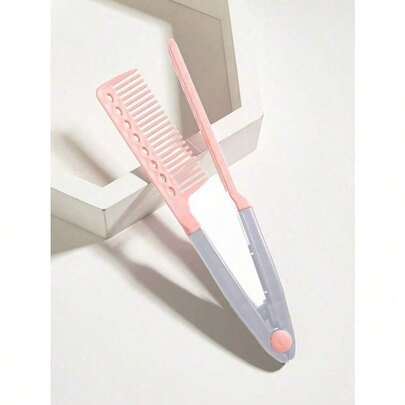 1pc Hairdressing V Shaped Straight Hair Styling Comb, Carbon Fiber Straightening Brush For Home Use, Protect Your Hair, V-Shaped Straight Comb, Carbon Fiber Comb Carbon Heat Resistant Comb Hair Straightening Comb Double Sided Brush Clamp Hair Straightener Straight Curling Comb Splint Comb Flat Iron Comb Spring Grip Straightening Comb Hair Brush