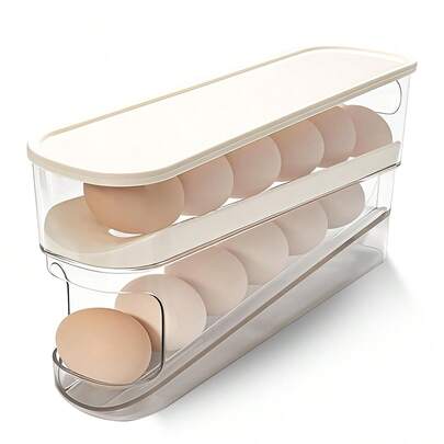 1pc, Refrigerator Egg Storage Box, Automatic Egg Rolling Rack, Large Capacity Refrigerator Egg Holder, Kitchen Utensil, Kitchenware, Kitchen Accessories, Kitchen Supplies