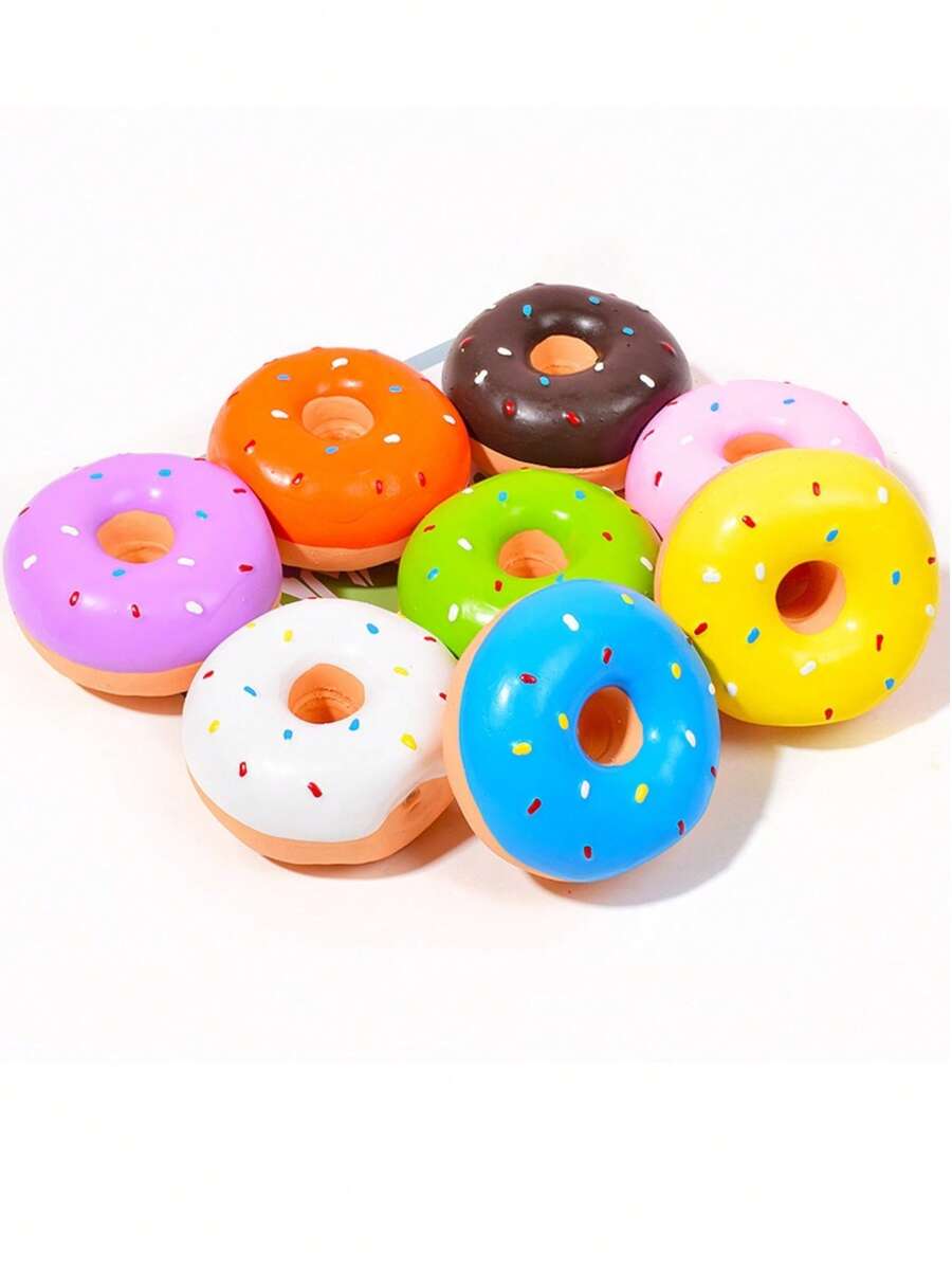 1 pieza Juguete de látex con forma de dona que chirría para mascotas, múltiples colores disponibles, colores brillantes - Multicolor - Ver 1