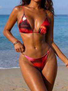 Sultry Sol Bộ bikini hai mảnh hở lưng in họa tiết tie-dye thời trang mới năm 2026 dành cho nữ. - Nhiều màu - Xem 1
