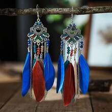 1 Pair Bohemian Style Natural Feather Earrings For Women - Exotic - View 5
