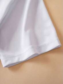 Women'S Summer Short Sleeve Crop Top With Letter Pattern Print - White - View 4
