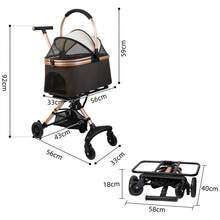 Passeggino pieghevole 3 in 1 per animali domestici – Passeggino da viaggio per cani e gatti – Traspirante e confortevole – Pieghevole – Spazioso – Nero – 20 kg - Caffè Marrone - Visualizzare 8