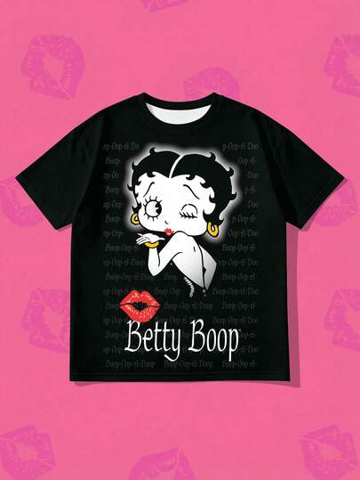 Whysmera SHEIN X Betty Boop Le t-shirt doux et cool combine les éléments doux avec la série de collaborations , créant un style doux et cool à la fois mignon et unique en personnalisation.