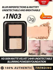 MAKE UP FOR EVER [Mini] HD SKIN MATTE VELVET 24HR UNDETECTABLE BLURRING POWDER FOUNDATION #1N03 2g / Blur Imperfections And Mattify Your Skin With Only One Swipe Of This Compact Powder Foundation. It Is Undetectable And Breathable. - #1N03 - 2g - View 1