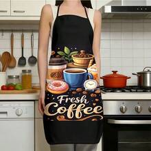 1pc New Coffee Themed Apron, Featuring Latte Art Cup, Iced Coffee, Mocha Pot, Coffee Grinder, Coffee Beans, Sugar Cubes And Leaf Elements, Suitable For Home Kitchen And Cafe Use - A - View 10