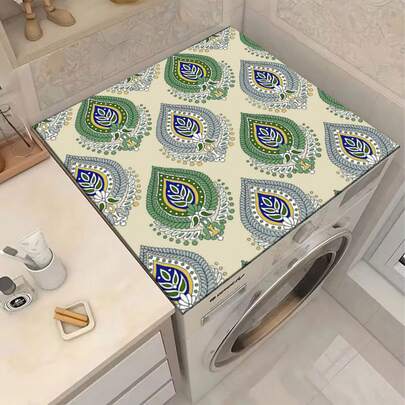 1 pieza Cubierta de lavadora y secadora con estampado de paisley hecha de gel de sílice, material de gel de sílice, alfombrilla antideslizante para cubrir lavadora, suministros de cocina, adecuada para lavandería, baño, decoración del hogar y decoración de habitaciones