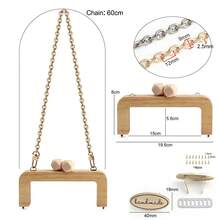 Bộ 3 dây xích kim loại kèm khung gỗ, phụ kiện chữ cái có thể tháo rời dùng để tự làm túi xách nữ, ví. - Nhiều màu - Xem 8