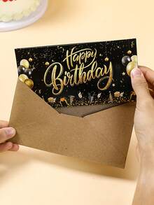 1pc Pink & Gold Cake Fold Money Card, Birthday Greeting Card, Birthday Party Surprise Gift Fold Money Card Gift Card - Birthday Cards - View 2