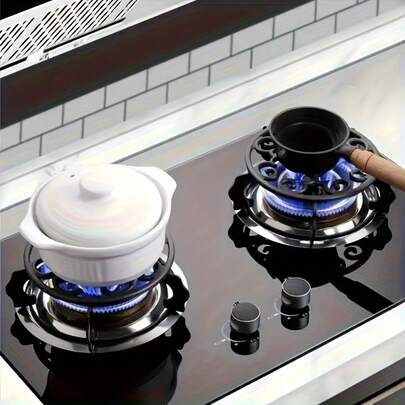 Cast Iron Non-Slip Durable Stove Grate Designed For Gas Stoves, 8-Slot Design With Decorative Swirl Pattern, Suitable For Most Stove Types. This Is A Decorative Kitchen Accessory (Not In Direct Contact With Food), Ensuring Cooking Safety.