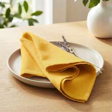 12pcs Solid Color Cloth Napkins, Washable Cotton Table Napkin For Household Dining Fall Autumn Decor Wedding Hotel 45*45cm - 芥末黃 - 查看 1