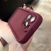 Luxury 3D Protective Phone Case, Suitable For IPhone 16, 16 ProMax, 16 Pro, 16 Plus, XR, 15, 14 Pro Max, 12, 13 Pro, 11 Series, Anti-Fall, Anti-Shock, Anti-Scratch, Anti-Collision, Anti-Fall, Anti-Shock, Anti-Scratch, Anti-Collision, Anti-Fall, Anti-Shock, Anti-Scratch, Anti-Collision - Burgundy - View 3